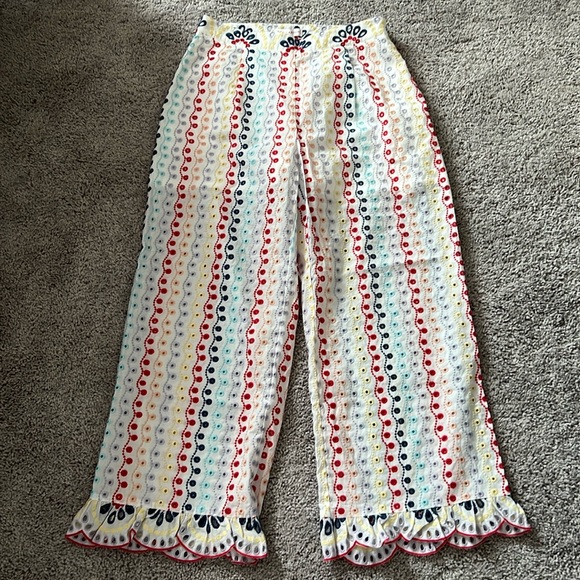 NWT Red Carter Anthropologie Eyelet Rainbow pants Size M - Picture 4 of 11